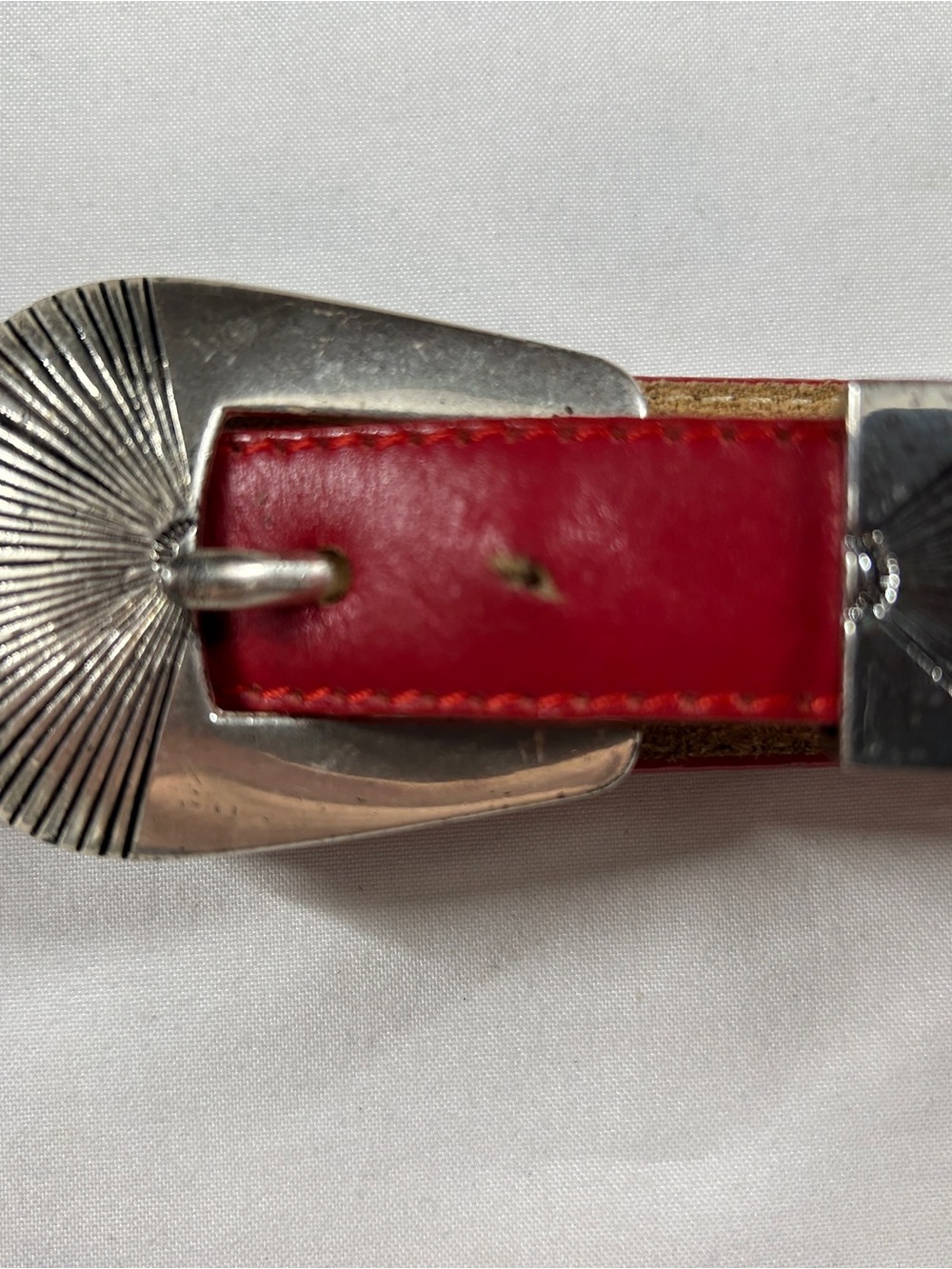 Vintage Silver Creek Red Leather Concho Belt Southwestern Size 30